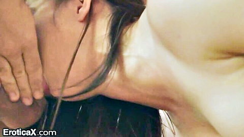 Jenna J Ross in intense close-up sex with neck grip and exposed breasts