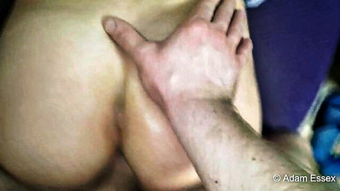 Close-up of pale Croatian model's big ass being groped by hand