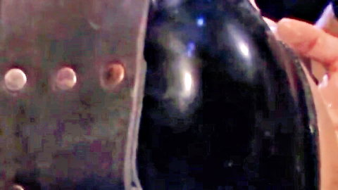 Mason in intense arm and hand fetish play with leather straps