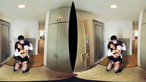 Asian teen in rough POV hug with skirt hiked up