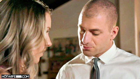 Kate Kennedy blonde MILF seduces shaved-head lover in suit