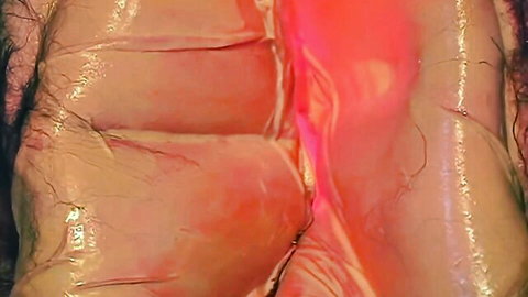 Gauge in explicit anal DP threesome close-up, glossy wet penetration