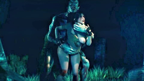 Lara Croft ravaged by hideous green monster in explicit spelunking encounter