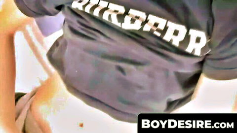 Young gay amateur pulls down pants exposing bare tight ass in birthday shirt