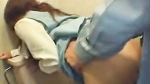 Busty Japanese Hitomi Tanaka fucked in office toilet by colleague