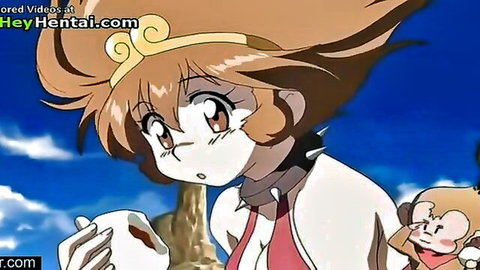 Anime girl with orange hair and crown in hentai teaser scene