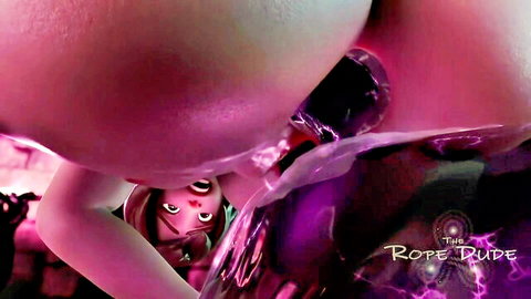 Anime Mei huge tits covered in pink cum, POV closeup corruption