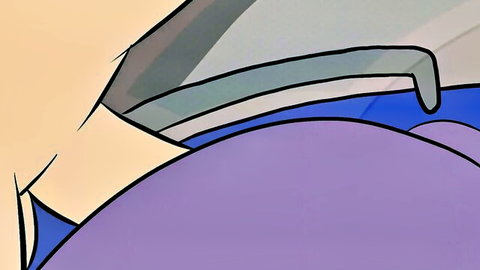 Animated blonde with glasses exposing big purple ass