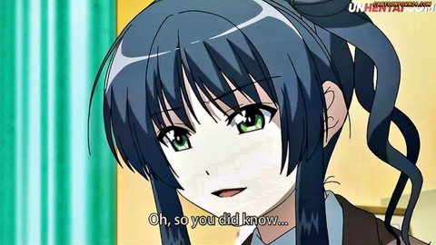 Blue-haired anime schoolgirl in uniform, surprised expression, uncensored hentai thumbnail