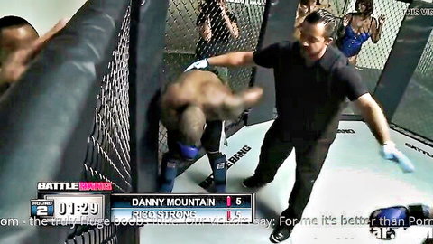 Isis Love in lingerie with Danny Mountain in MMA porn scene, 60 chars