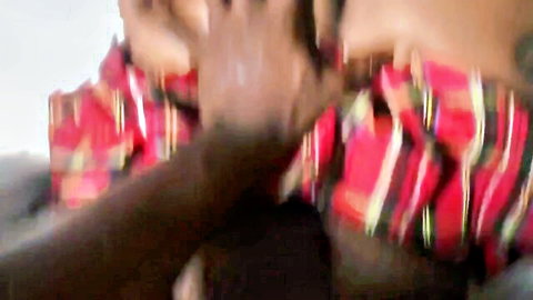 ItxMolly's plaid skirt lifted by black neighbors' hands in amateur hookup
