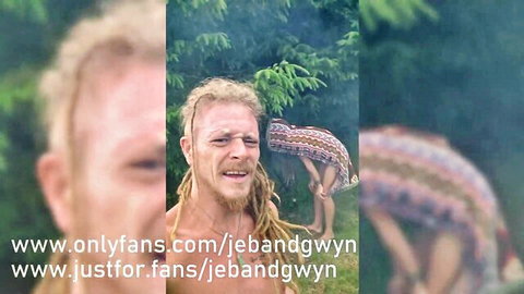 Jeb and Gwyn nude hiking in forest on World Nude Hiking Day