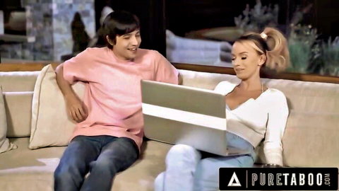 Ricky Spanish and busty blonde in teasing Pure Taboo laptop scene