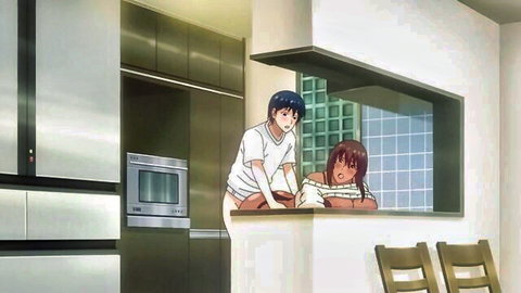Hentai milf with brown hair fucked by blue-haired guy from behind