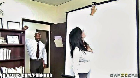 Shay Sights as busty lawyer reaching up, teasing boss in office