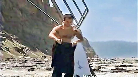 PerfectGuyz Colt: Muscular shirtless surfer dude with white board on beach