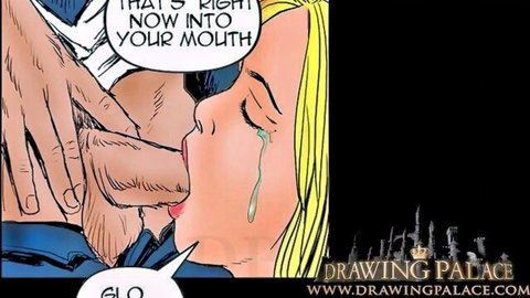 Blonde woman tearful forced blowjob in 3D animation from Drawing Palace