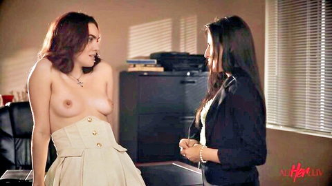 Aubree Valentine topless in corset talking to Freya Parker