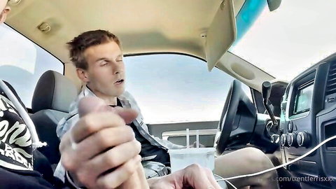 Young stepbro jacking off in car POV after pickup