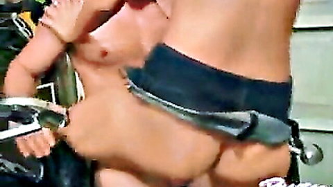 Raven Riley topless bending over motorcycle, exposing ass and small tits