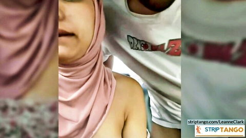 Leanne Clark sensuous hijab tease with man at stripTango