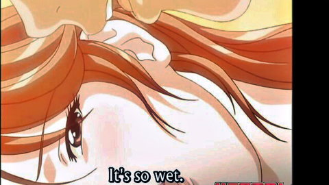 Blushing anime redhead close-up in wet scene cartoon porn