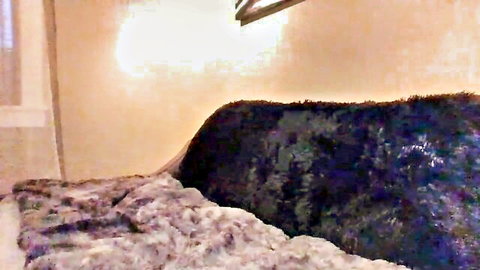 LVDOLL milf with big belly lounging on fur bed