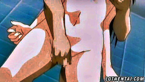 Anime hentai bathroom sex scene with nude girl and friend's hand