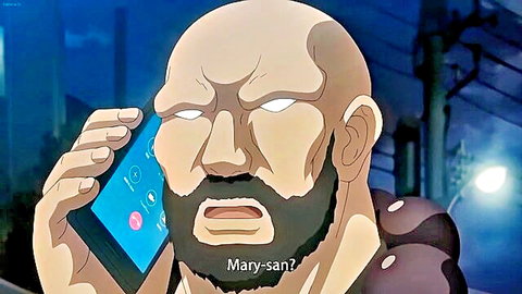 Hentai priest shocked on phone to possessed doll Mary-san