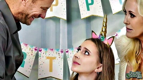 Laney Grey's 18th birthday party surprise with stepfamily