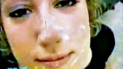 Ginger redhead with cum facial close-up smiling