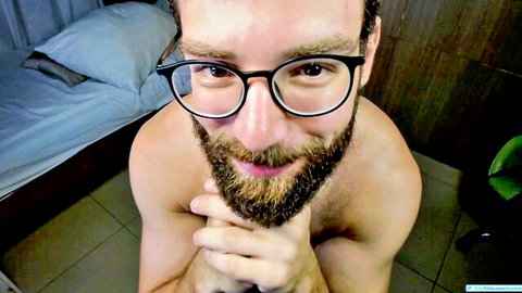 Deanlek bearded man in glasses kneeling nude gay solo