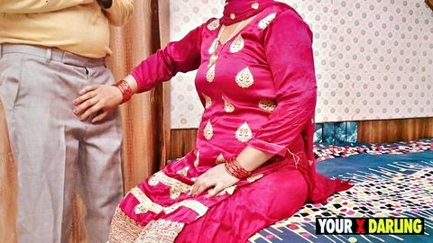 Yourxdarling Indian MILF in red salwar kameez, intimate touch with partner