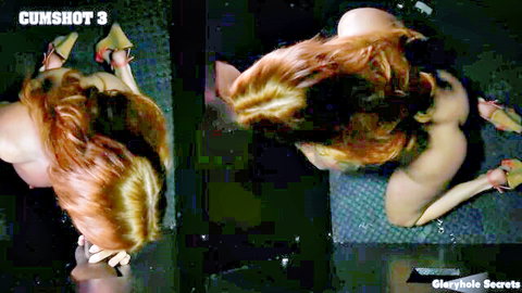 Sophia Locke redhead in interracial gloryhole cumshot