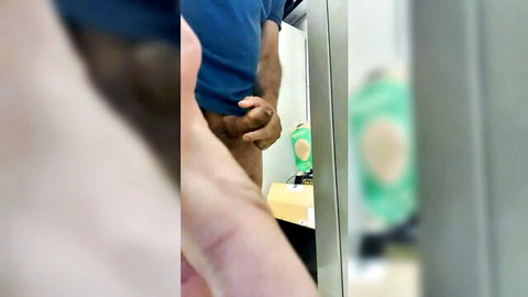 55yo Pedro from Portugal pulls down pants exposing cock in bathroom mirror