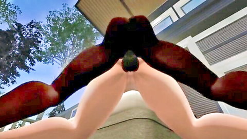 Big black cock deeply penetrating tight white pussy in intense outdoor 3D interracial sex