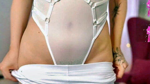 Fuckin Cassie in sheer white lingerie handjob tease snapshot