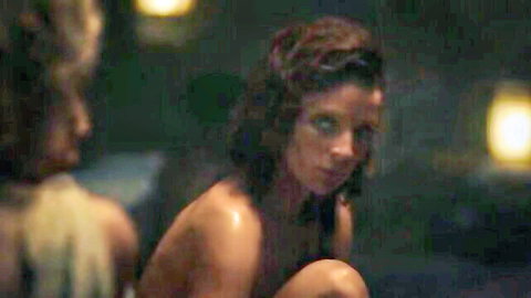 Rosamund Pike topless in intense lesbian stare from The Wheel of Time