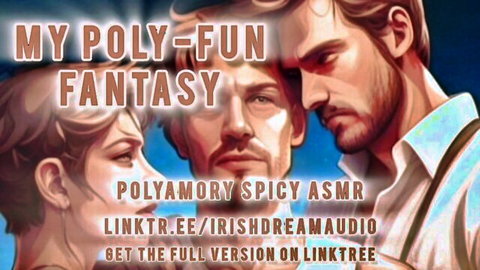 Polyamory fantasy ASMR thumbnail with intimate trio sharing spicy moments