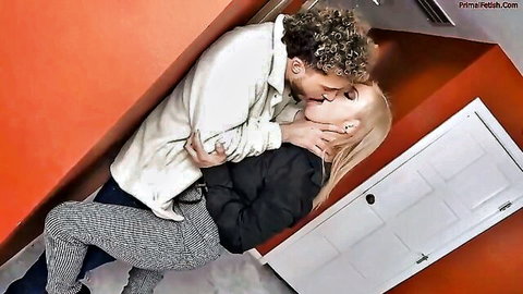 Lory Lace passionately kissing man in family roleplay erotic scene