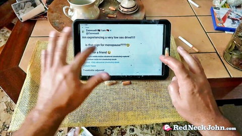 Zaawaadi blowjob scene viewed on tablet by Redneck John