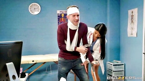 Ania Kinski as sexy doctor examines injured Danny D in steamy roleplay
