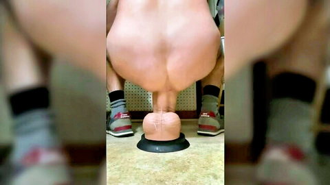 easttnguy22 squatting on massive Atlas XL dildo for deep anal penetration