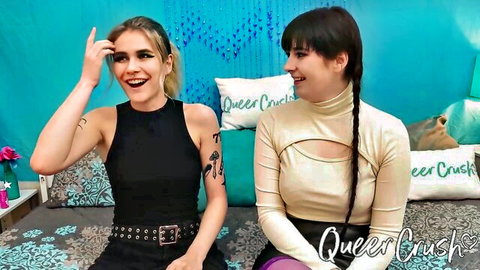 Adalind's queer coming out with smiling blonde and brunette models in intimate chat