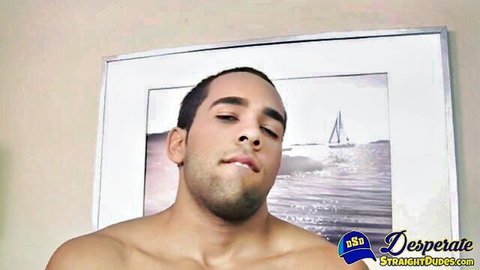 Handsome Latino Brian Chavez shirtless with seductive smile, huge dick star