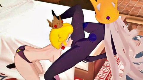 Shadow Peach and Shadow Queen in 3D hentai lesbian pussy licking scene