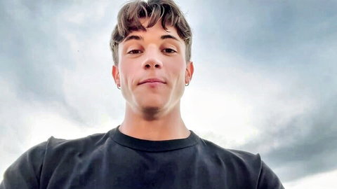 Toxic_717 adorable rooftop sesh, handsome young guy smirking in black tee
