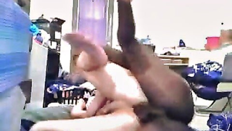 Interracial couple in passionate bedroom sex with black woman and white man