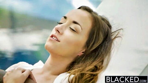 Brunette white girlfriend lies back in ecstasy, BLACKED BBC tease