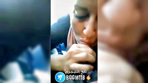 Egyptian MILF in hijab giving intense blowjob, deepthroat action